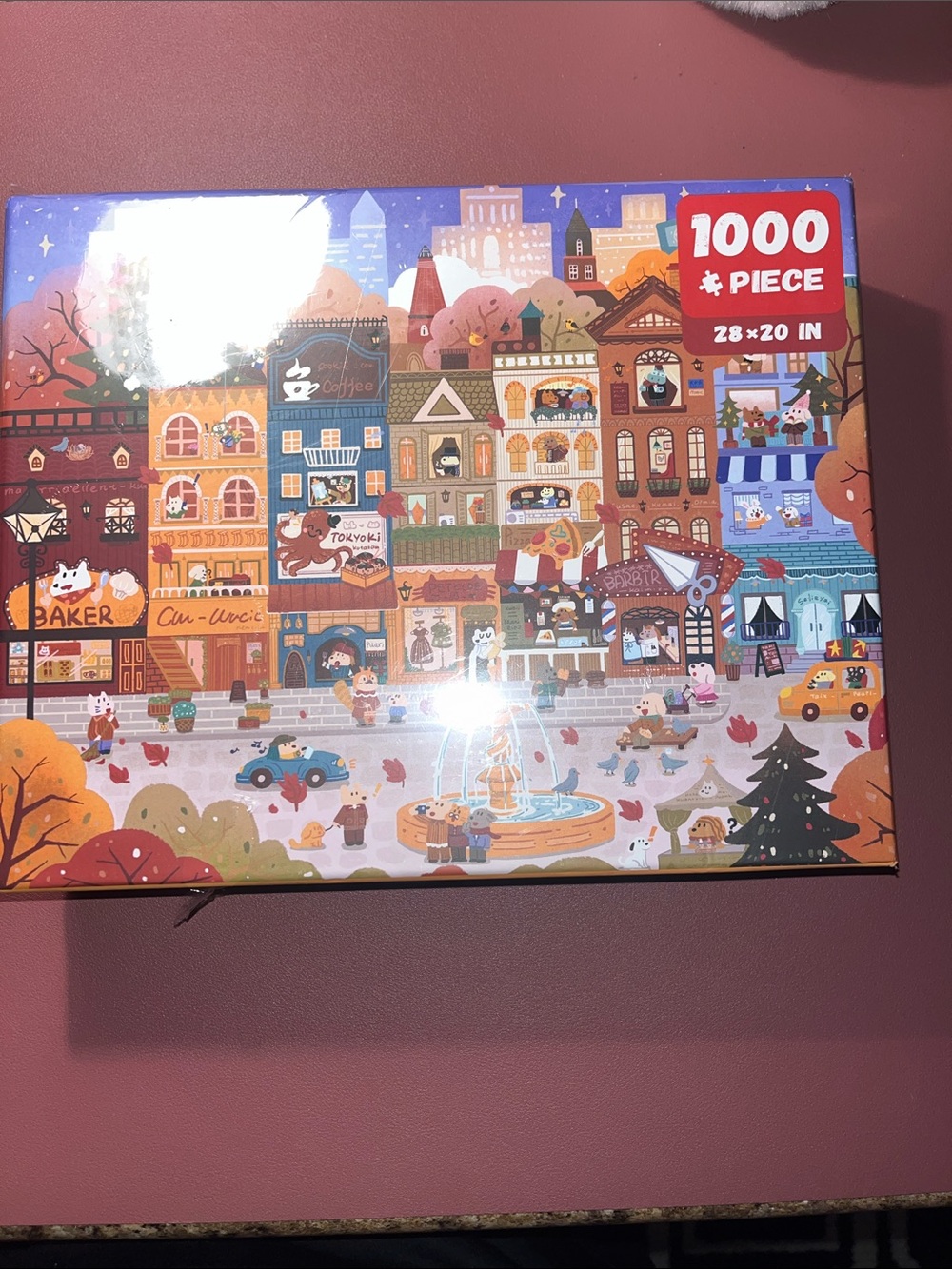 1000-Piece Autumn Town Jigsaw Puzzle - Orange Illustration
